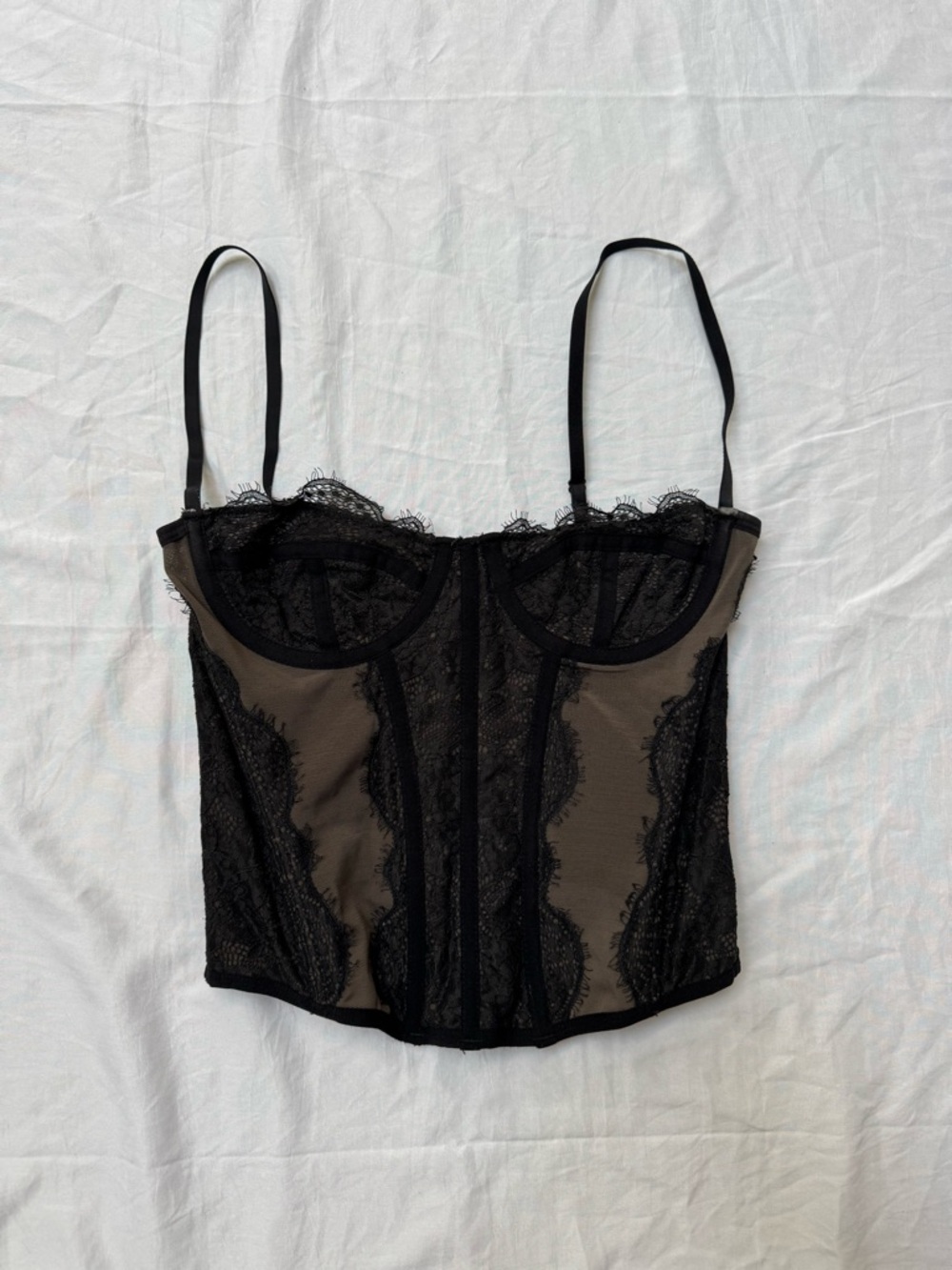 Urban Outfitters Black Lace-Trim Bustier Crop Top